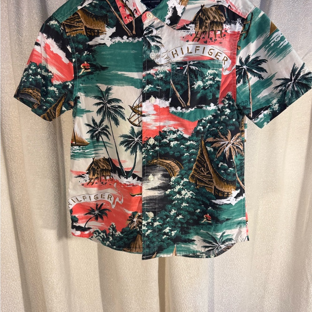 Tommy Hilfiger Boy’s Island Escape Shirt - Red, Green, White